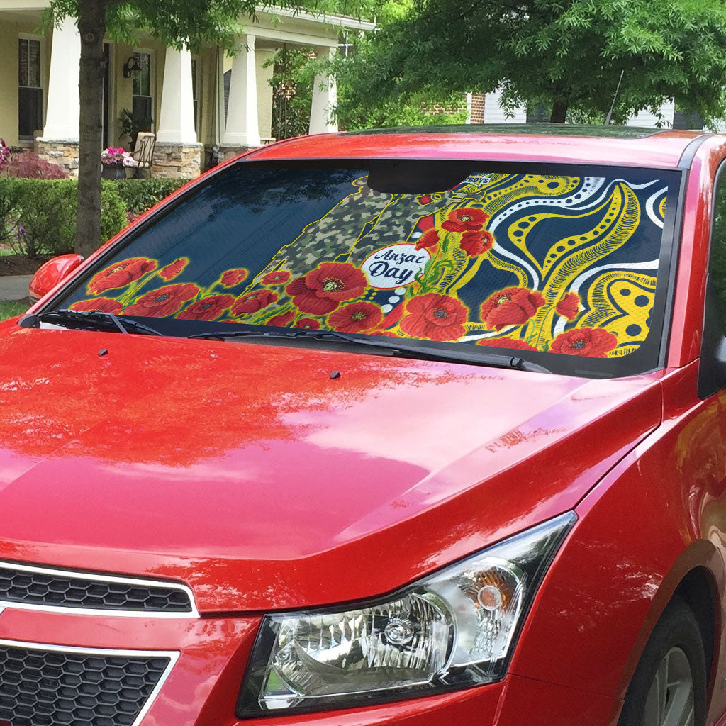 North Queensland Cowboys ANZAC Auto Sun Shade Indigenous Wave Poppy Remembrance Cowboy