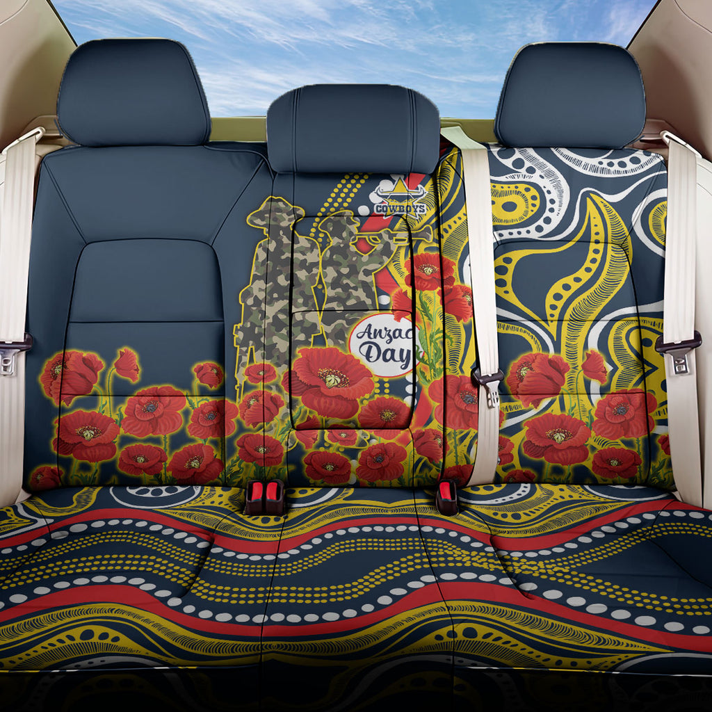 North Queensland Cowboys ANZAC Back Car Seat Cover Indigenous Wave Poppy Remembrance Cowboy