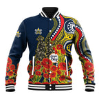 North Queensland Cowboys ANZAC Baseball Jacket Indigenous Wave Poppy Remembrance Cowboy