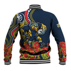 North Queensland Cowboys ANZAC Baseball Jacket Indigenous Wave Poppy Remembrance Cowboy