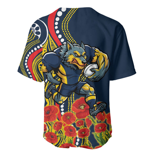 North Queensland Cowboys ANZAC Baseball Jersey Indigenous Wave Poppy Remembrance Cowboy