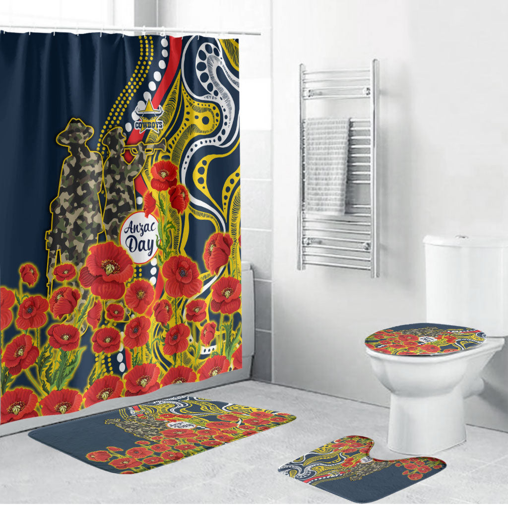 North Queensland Cowboys ANZAC Bathroom Set Indigenous Wave Poppy Remembrance Cowboy