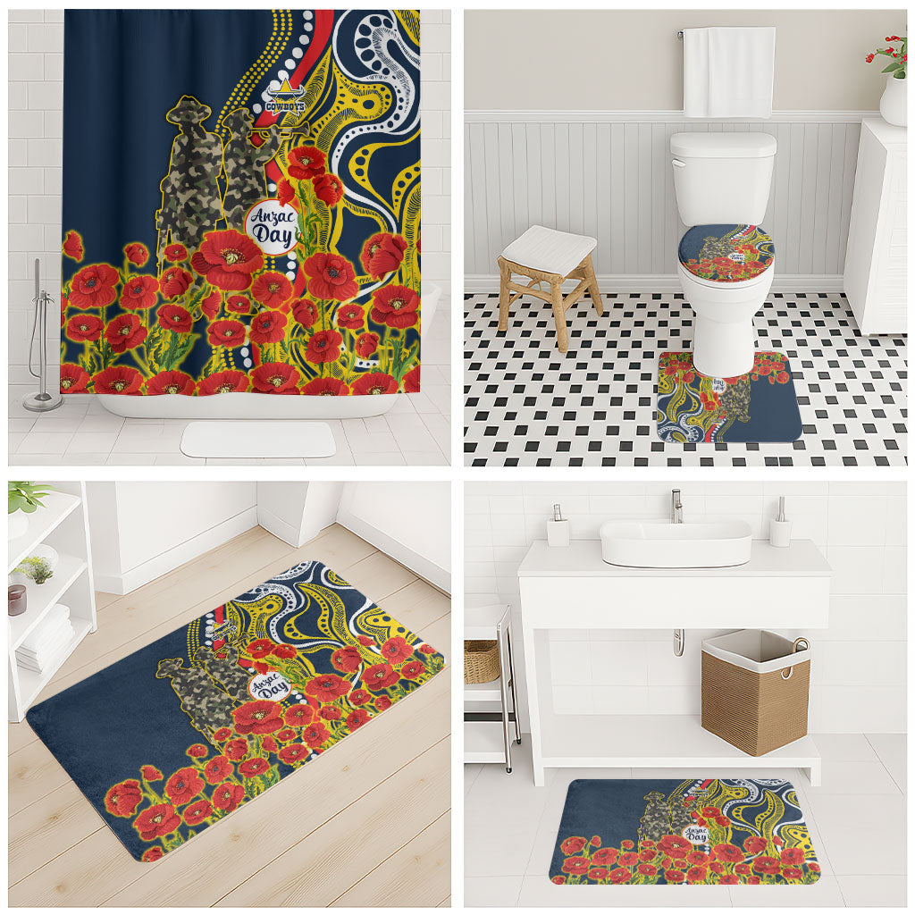 North Queensland Cowboys ANZAC Bathroom Set Indigenous Wave Poppy Remembrance Cowboy