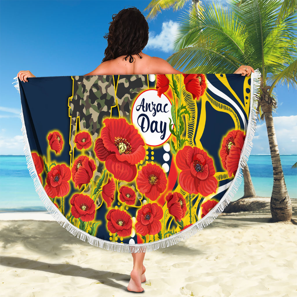 North Queensland Cowboys ANZAC Beach Blanket Indigenous Wave Poppy Remembrance Cowboy