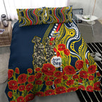 North Queensland Cowboys ANZAC Bedding Set Indigenous Wave Poppy Remembrance Cowboy