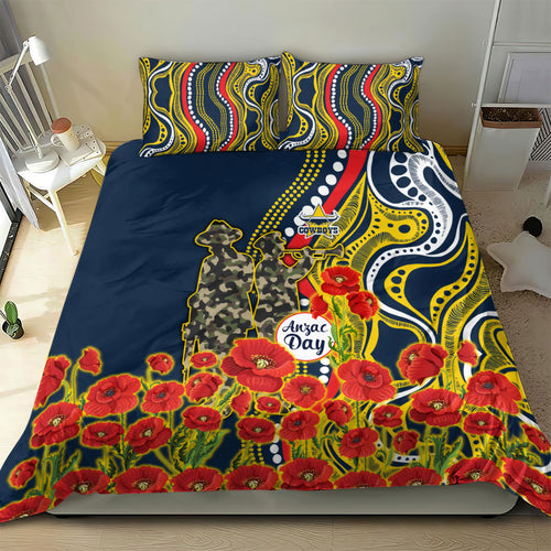 North Queensland Cowboys ANZAC Bedding Set Indigenous Wave Poppy Remembrance Cowboy