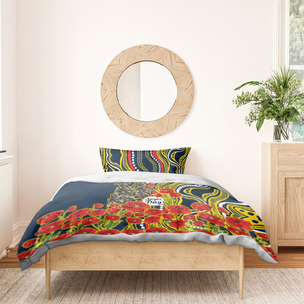 North Queensland Cowboys ANZAC Bedding Set Indigenous Wave Poppy Remembrance Cowboy