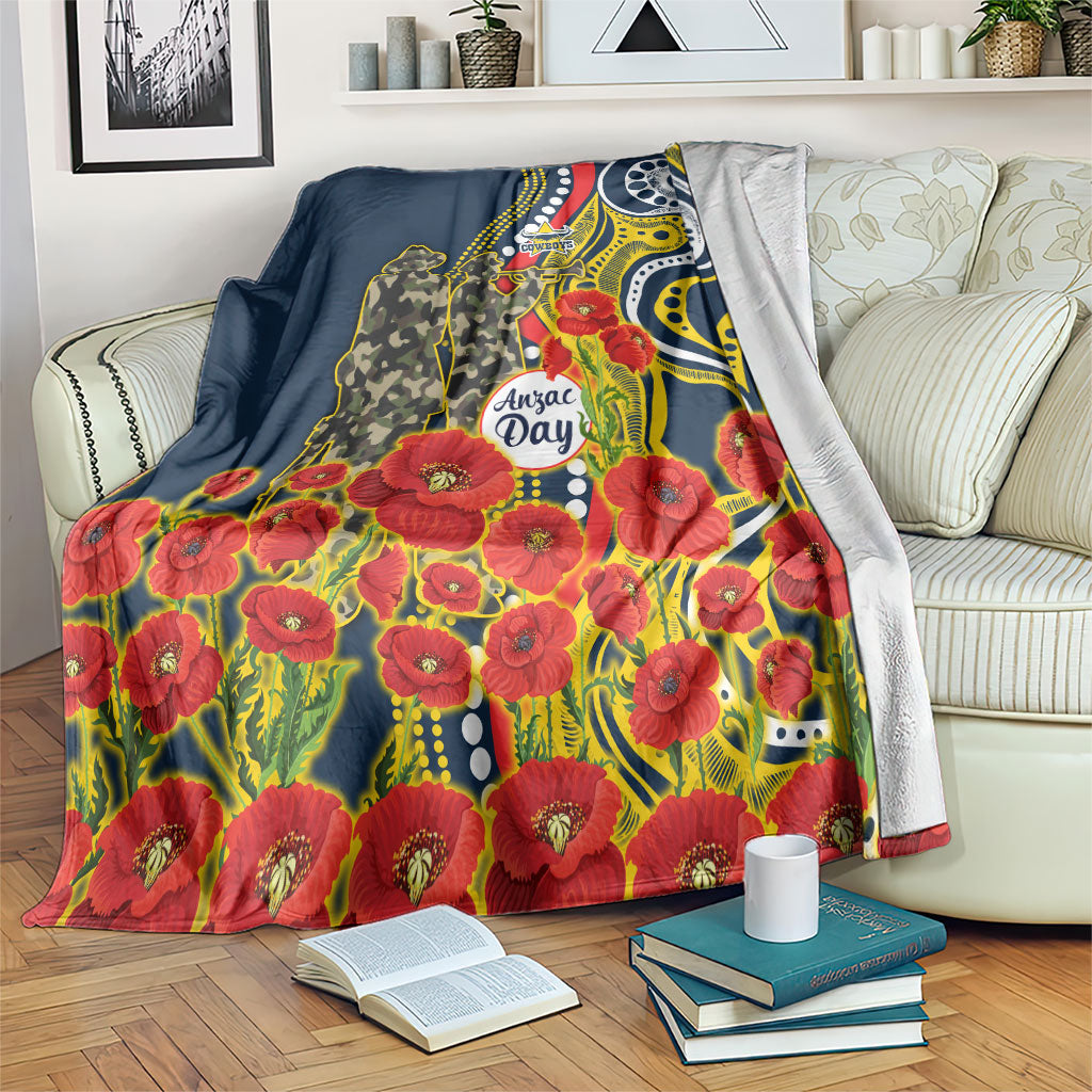 North Queensland Cowboys ANZAC Blanket Indigenous Wave Poppy Remembrance Cowboy