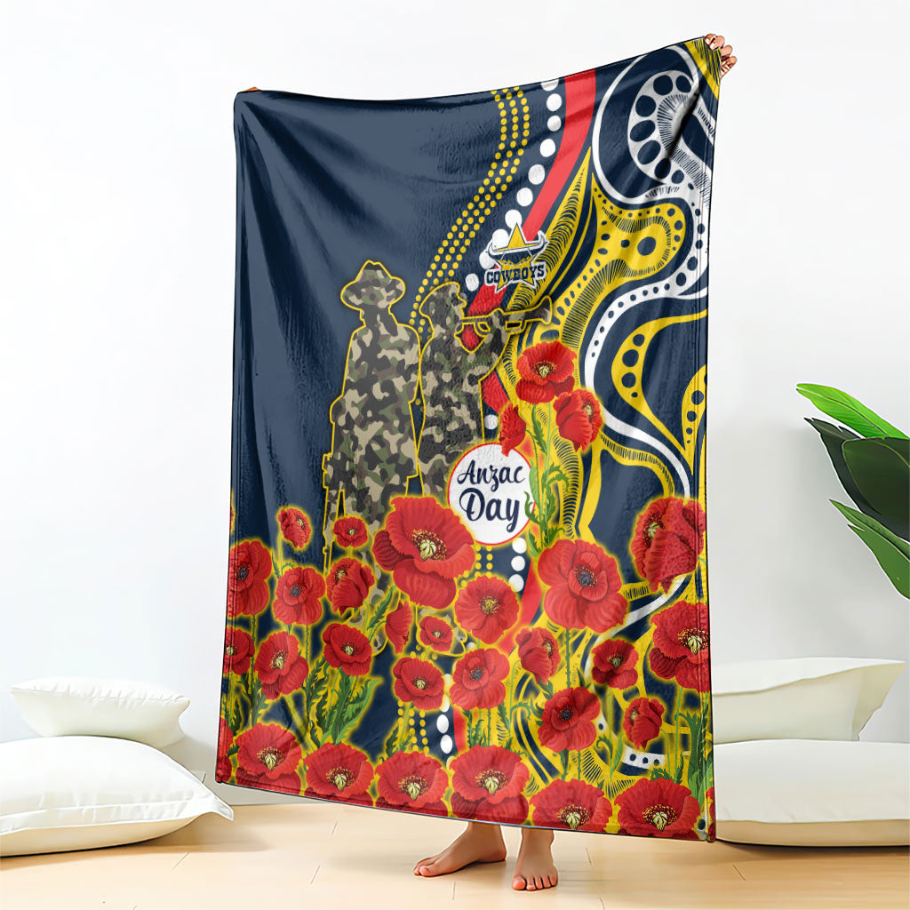 North Queensland Cowboys ANZAC Blanket Indigenous Wave Poppy Remembrance Cowboy