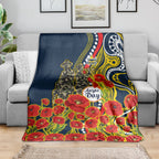 North Queensland Cowboys ANZAC Blanket Indigenous Wave Poppy Remembrance Cowboy