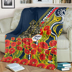 North Queensland Cowboys ANZAC Blanket Indigenous Wave Poppy Remembrance Cowboy