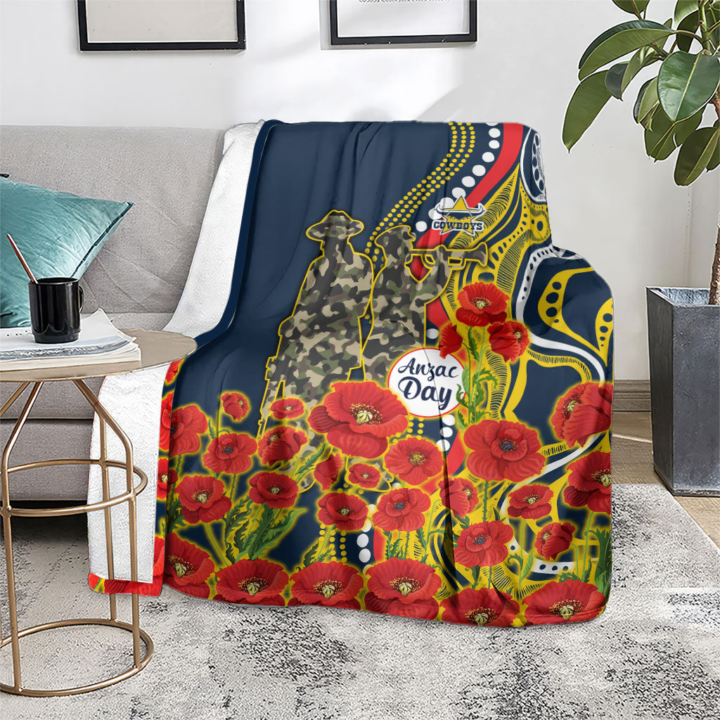 North Queensland Cowboys ANZAC Blanket Indigenous Wave Poppy Remembrance Cowboy