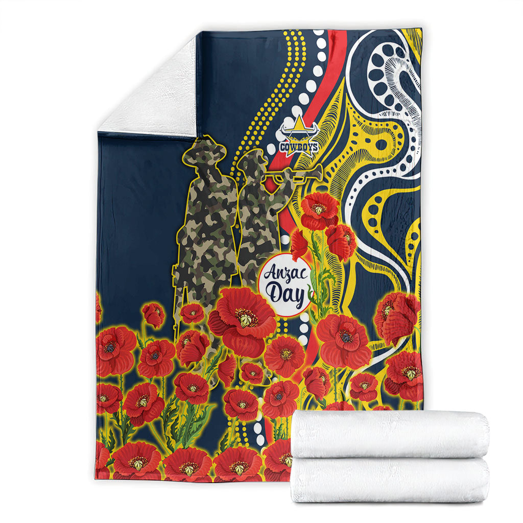 North Queensland Cowboys ANZAC Blanket Indigenous Wave Poppy Remembrance Cowboy