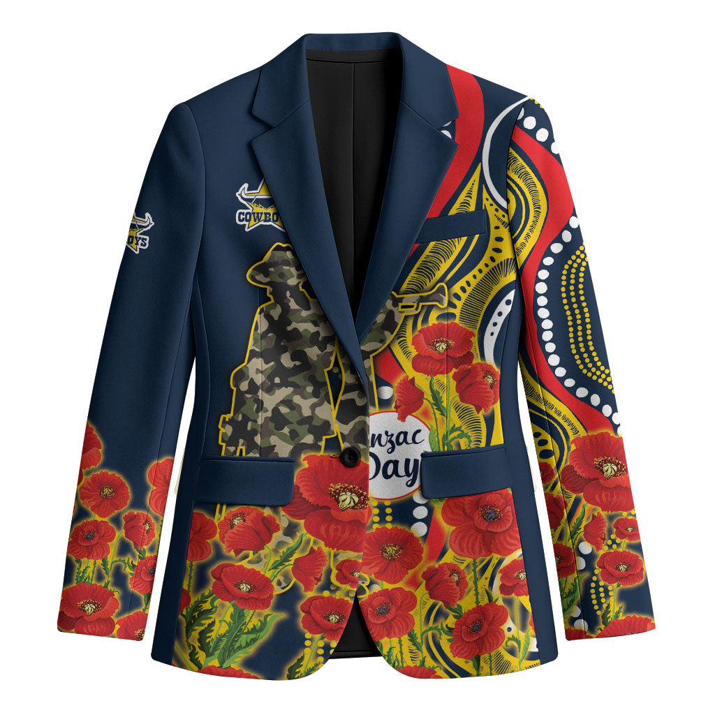 North Queensland Cowboys ANZAC Blazer Indigenous Wave Poppy Remembrance Cowboy