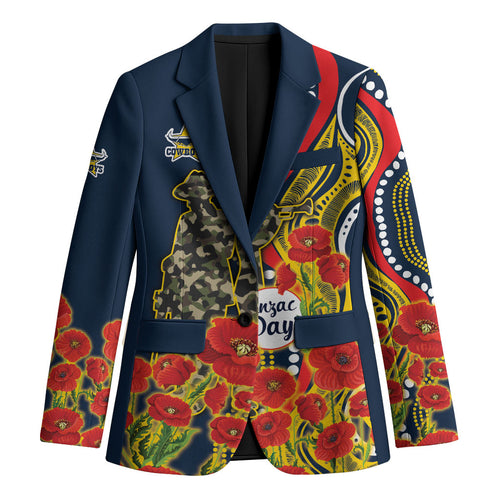 North Queensland Cowboys ANZAC Blazer Indigenous Wave Poppy Remembrance Cowboy