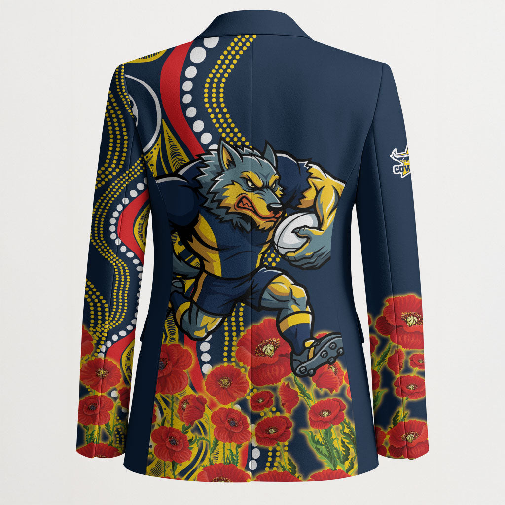 North Queensland Cowboys ANZAC Blazer Indigenous Wave Poppy Remembrance Cowboy