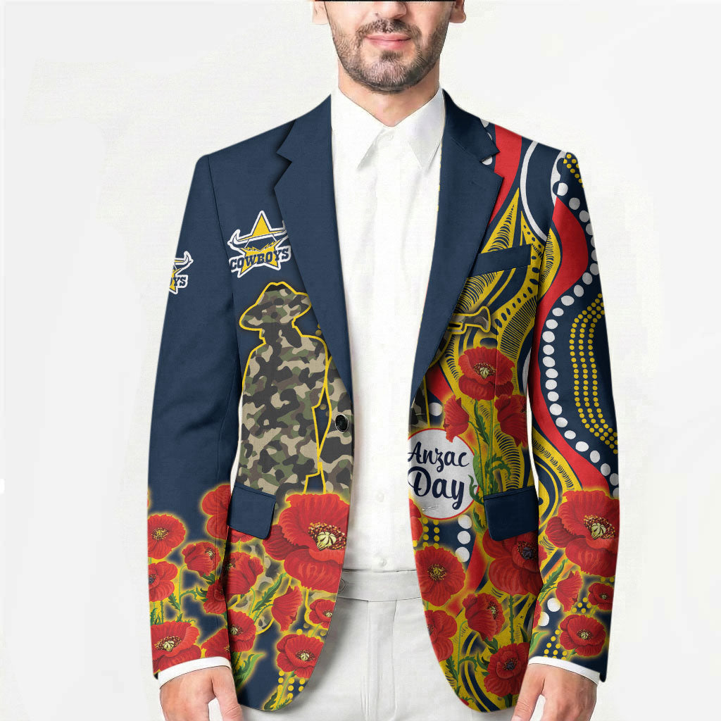 North Queensland Cowboys ANZAC Blazer Indigenous Wave Poppy Remembrance Cowboy