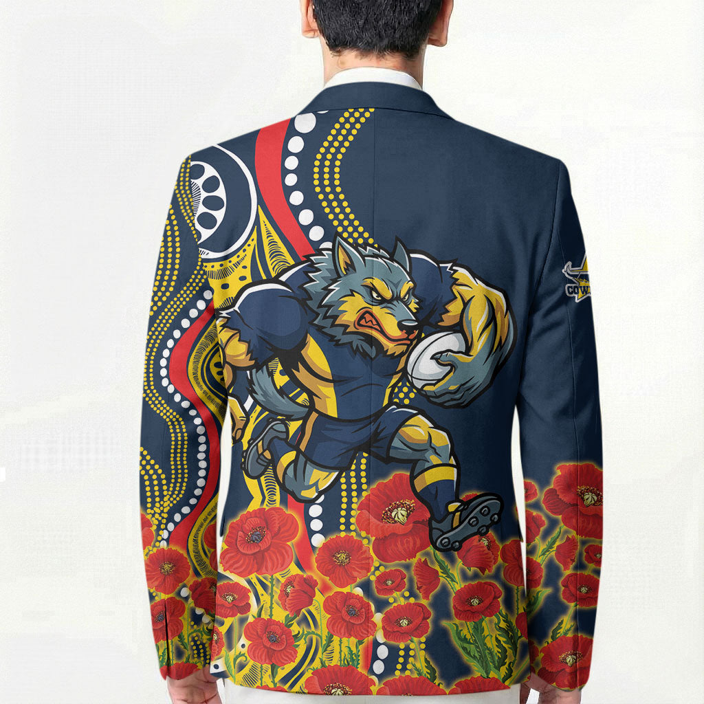 North Queensland Cowboys ANZAC Blazer Indigenous Wave Poppy Remembrance Cowboy