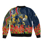 North Queensland Cowboys ANZAC Bomber Jacket Indigenous Wave Poppy Remembrance Cowboy