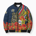 North Queensland Cowboys ANZAC Bomber Puffer Jacket Indigenous Wave Poppy Remembrance Cowboy