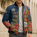 North Queensland Cowboys ANZAC Bomber Puffer Jacket Indigenous Wave Poppy Remembrance Cowboy