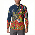 North Queensland Cowboys ANZAC Button Sweatshirt Indigenous Wave Poppy Remembrance Cowboy
