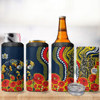 North Queensland Cowboys ANZAC 4 in 1 Can Cooler Tumbler Indigenous Wave Poppy Remembrance Cowboy