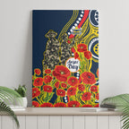 North Queensland Cowboys ANZAC Canvas Wall Art Indigenous Wave Poppy Remembrance Cowboy