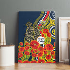 North Queensland Cowboys ANZAC Canvas Wall Art Indigenous Wave Poppy Remembrance Cowboy