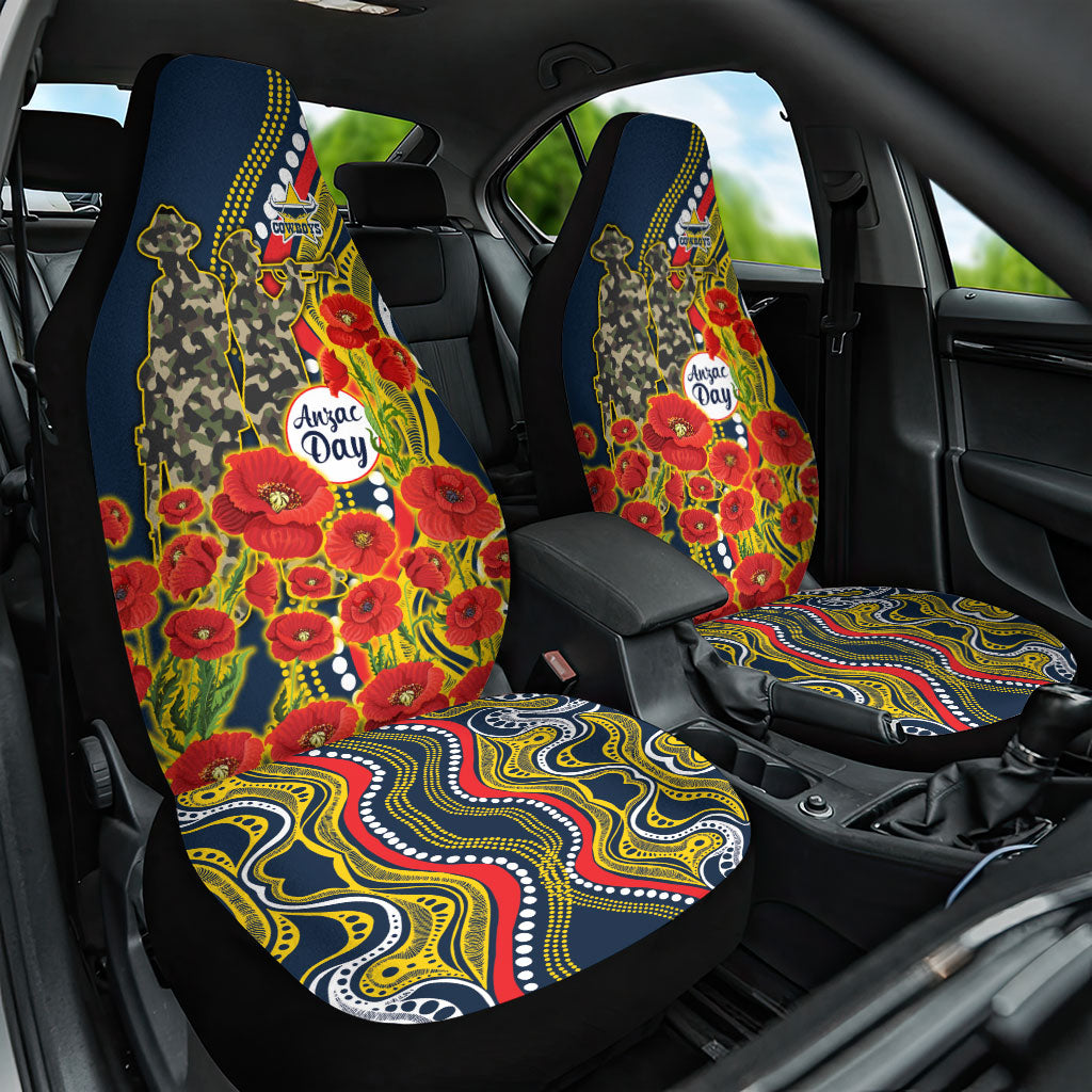 North Queensland Cowboys ANZAC Car Seat Cover Indigenous Wave Poppy Remembrance Cowboy