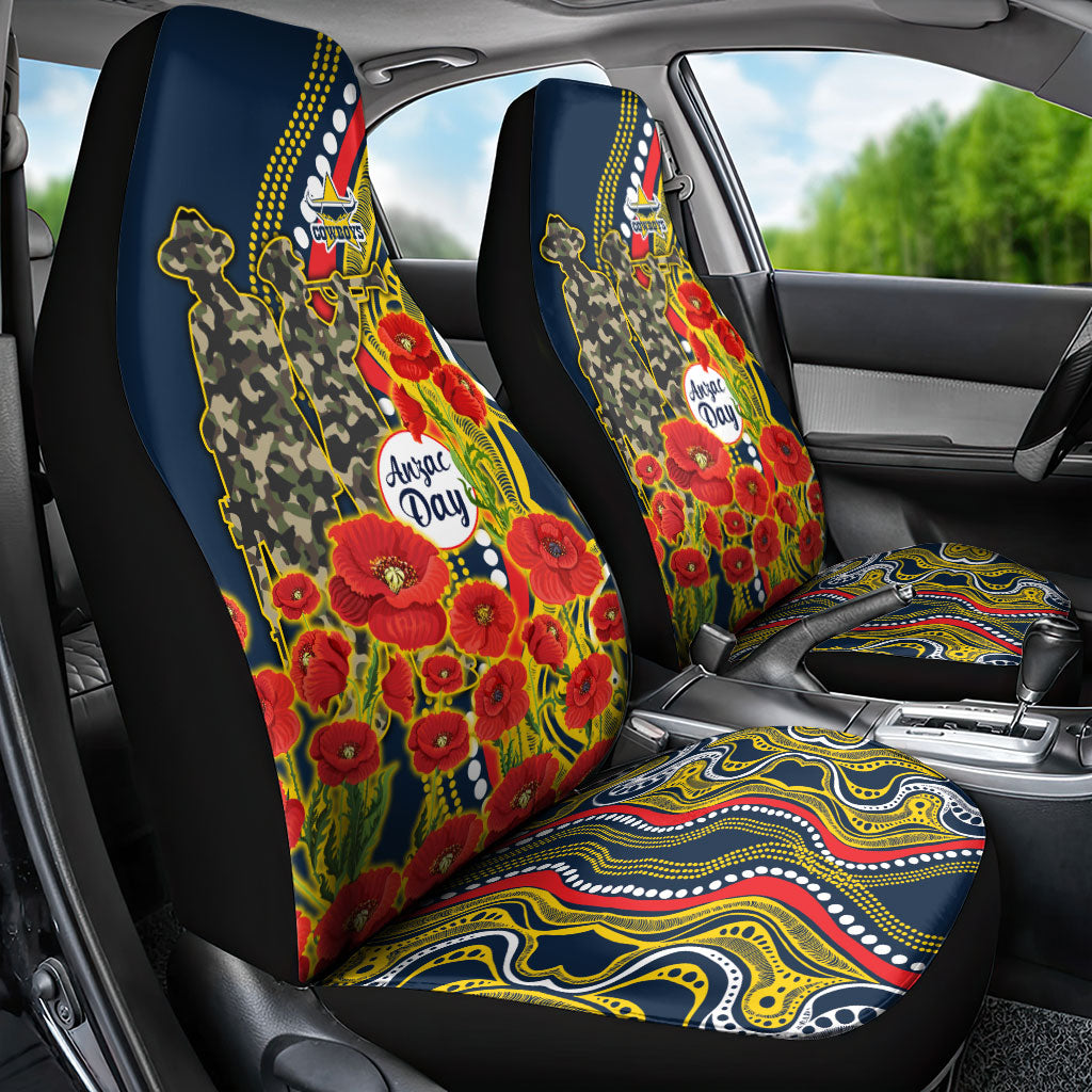 North Queensland Cowboys ANZAC Car Seat Cover Indigenous Wave Poppy Remembrance Cowboy