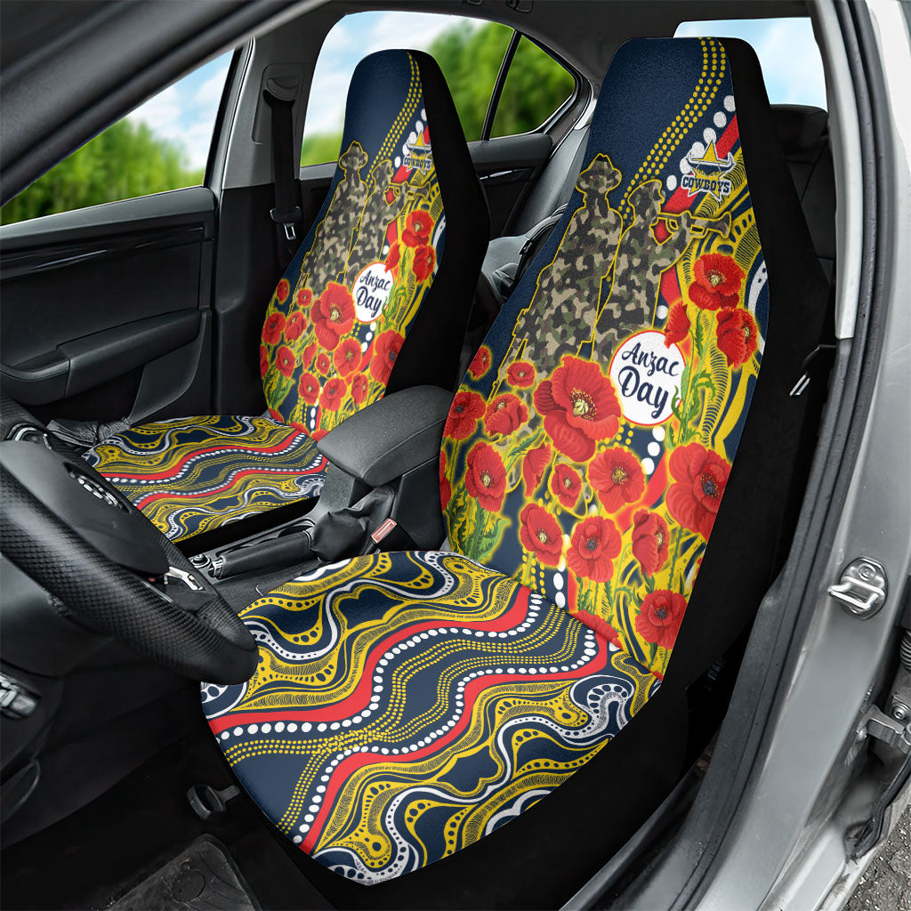 North Queensland Cowboys ANZAC Car Seat Cover Indigenous Wave Poppy Remembrance Cowboy