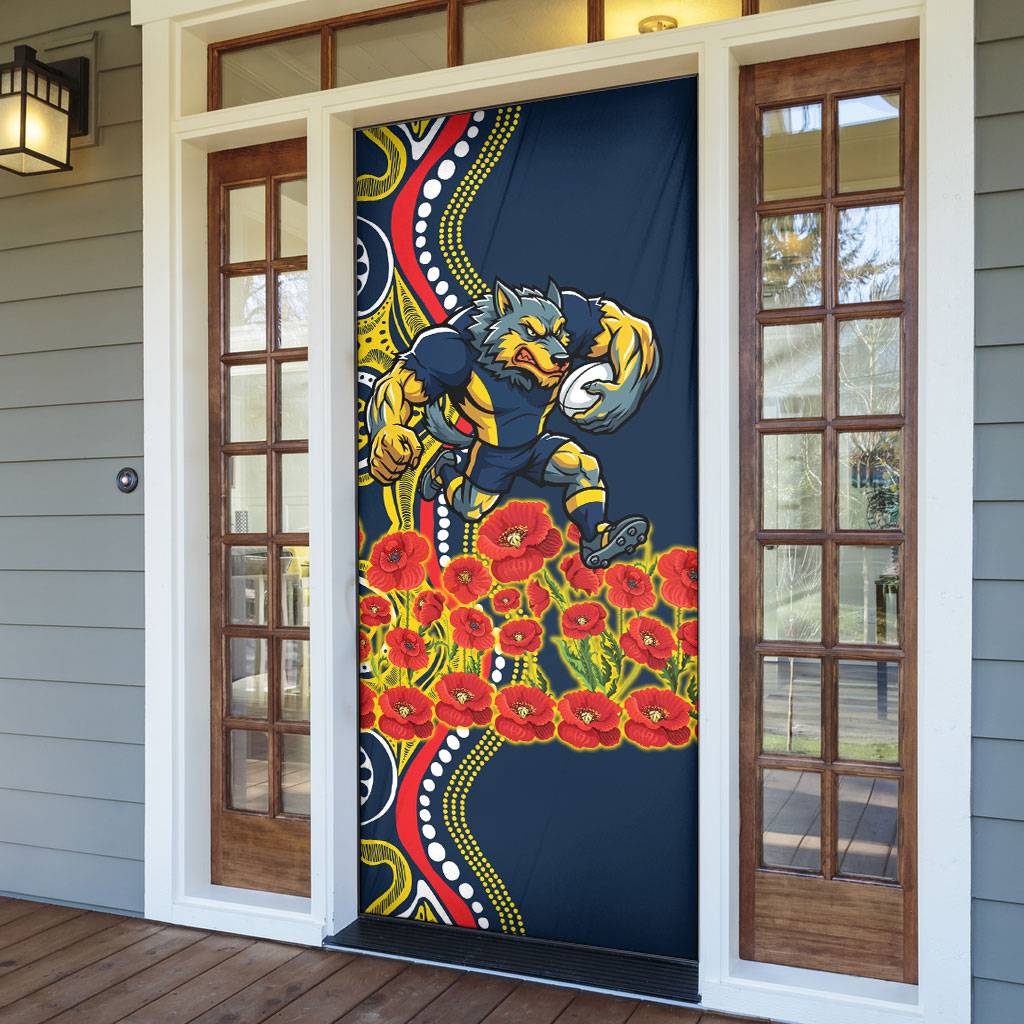 North Queensland Cowboys ANZAC Door Cover Indigenous Wave Poppy Remembrance Cowboy