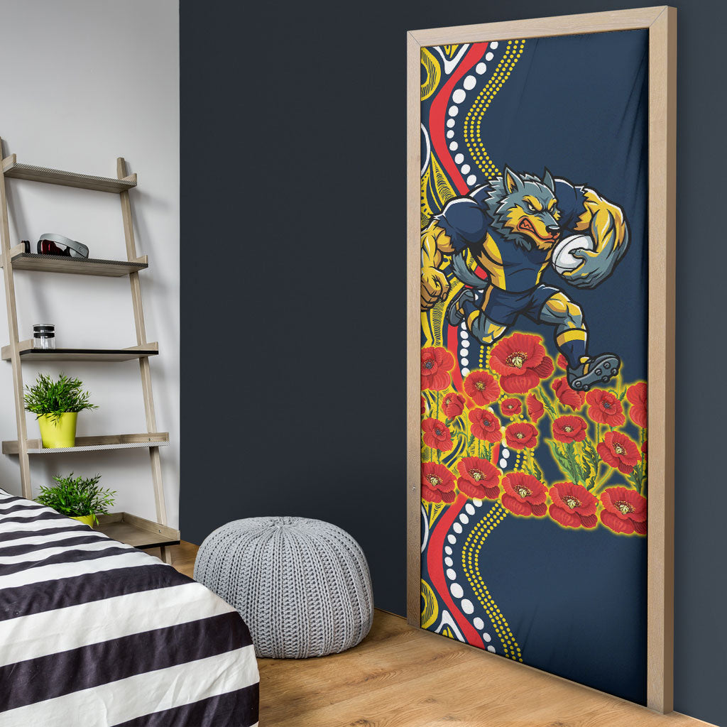 North Queensland Cowboys ANZAC Door Cover Indigenous Wave Poppy Remembrance Cowboy
