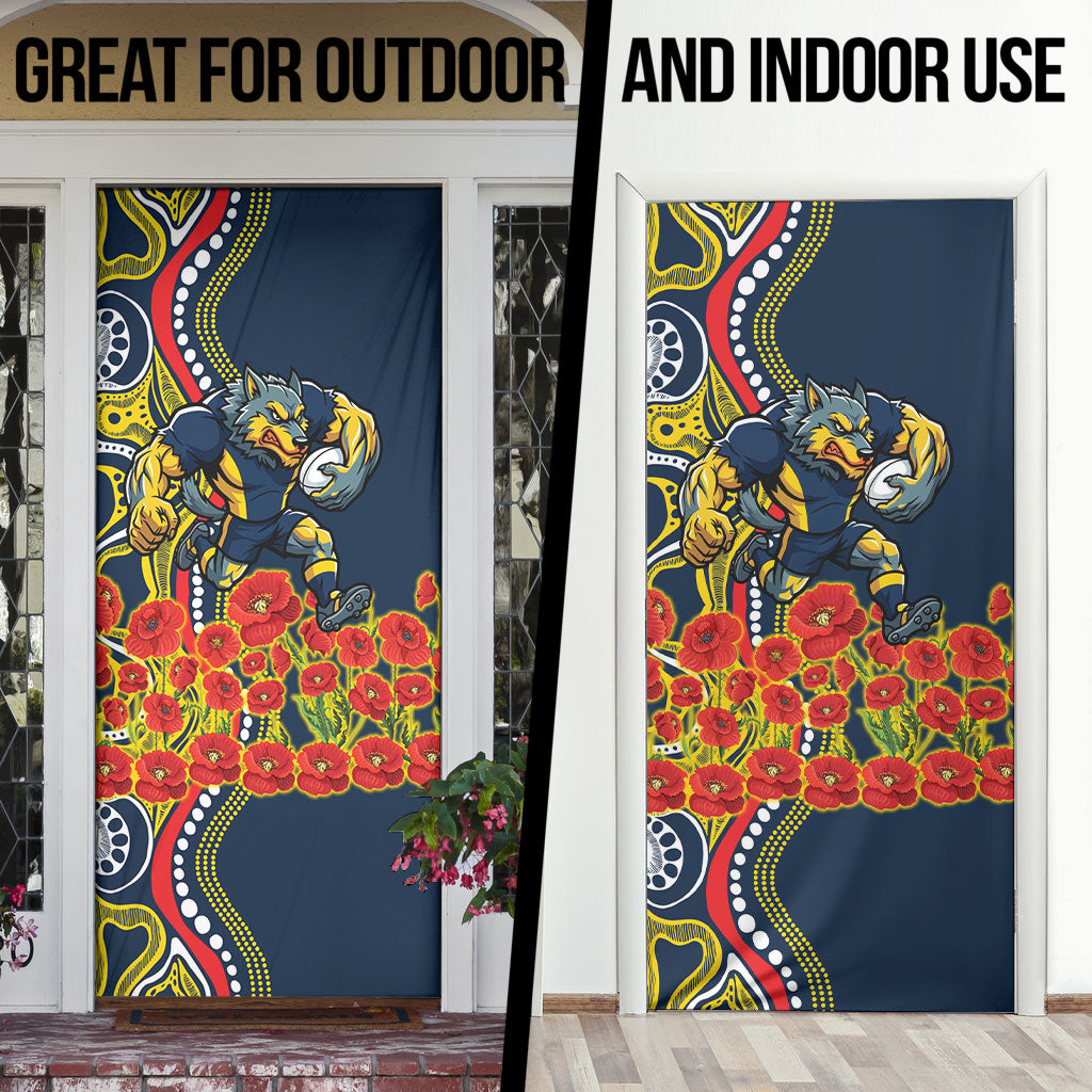 North Queensland Cowboys ANZAC Door Cover Indigenous Wave Poppy Remembrance Cowboy