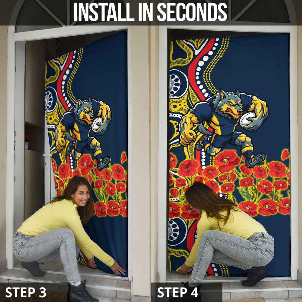 North Queensland Cowboys ANZAC Door Cover Indigenous Wave Poppy Remembrance Cowboy