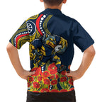 North Queensland Cowboys ANZAC Family Matching Mermaid Dress and Hawaiian Shirt Indigenous Wave Poppy Remembrance Cowboy