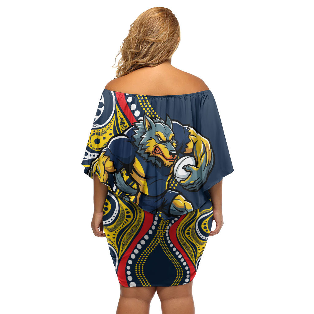 North Queensland Cowboys ANZAC Family Matching Off Shoulder Short Dress and Hawaiian Shirt Indigenous Wave Poppy Remembrance Cowboy