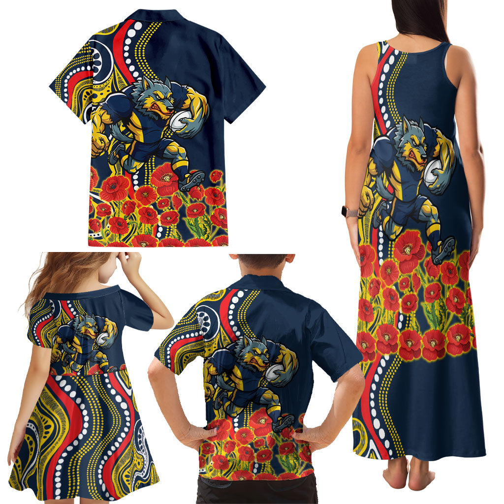 North Queensland Cowboys ANZAC Family Matching Tank Maxi Dress and Hawaiian Shirt Indigenous Wave Poppy Remembrance Cowboy