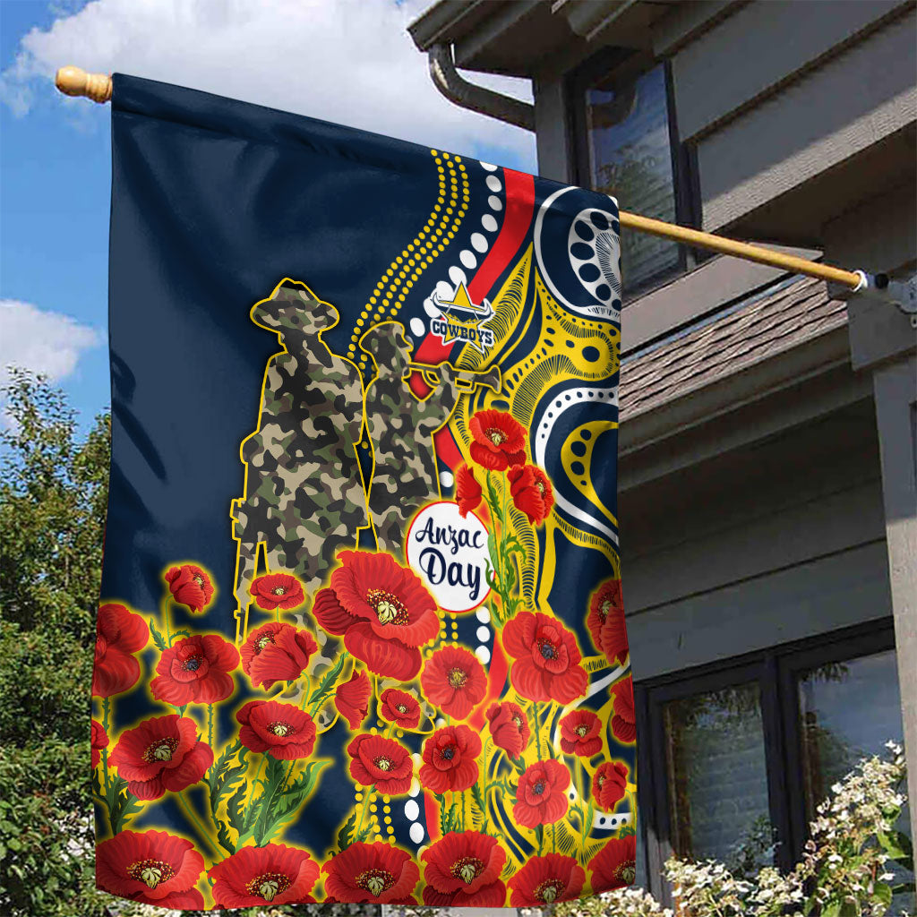 North Queensland Cowboys ANZAC Garden Flag Indigenous Wave Poppy Remembrance Cowboy