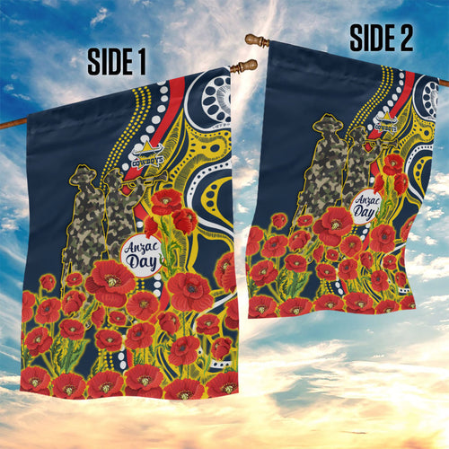 North Queensland Cowboys ANZAC Garden Flag Indigenous Wave Poppy Remembrance Cowboy