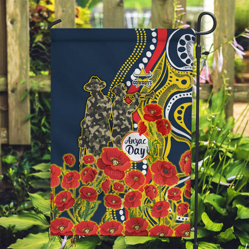 North Queensland Cowboys ANZAC Garden Flag Indigenous Wave Poppy Remembrance Cowboy