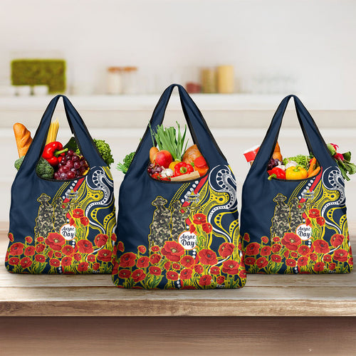 North Queensland Cowboys ANZAC Grocery Bag Indigenous Wave Poppy Remembrance Cowboy