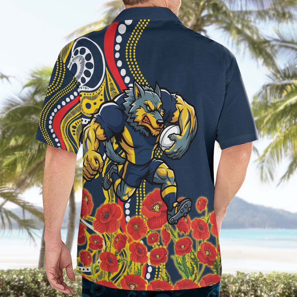 North Queensland Cowboys ANZAC Hawaiian Shirt Indigenous Wave Poppy Remembrance Cowboy