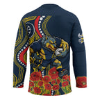 North Queensland Cowboys ANZAC Hockey Jersey Indigenous Wave Poppy Remembrance Cowboy