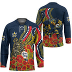 North Queensland Cowboys ANZAC Hockey Jersey Indigenous Wave Poppy Remembrance Cowboy