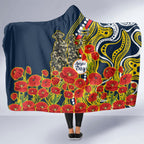 North Queensland Cowboys ANZAC Hooded Blanket Indigenous Wave Poppy Remembrance Cowboy