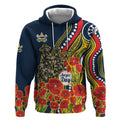 North Queensland Cowboys ANZAC Hoodie Indigenous Wave Poppy Remembrance Cowboy