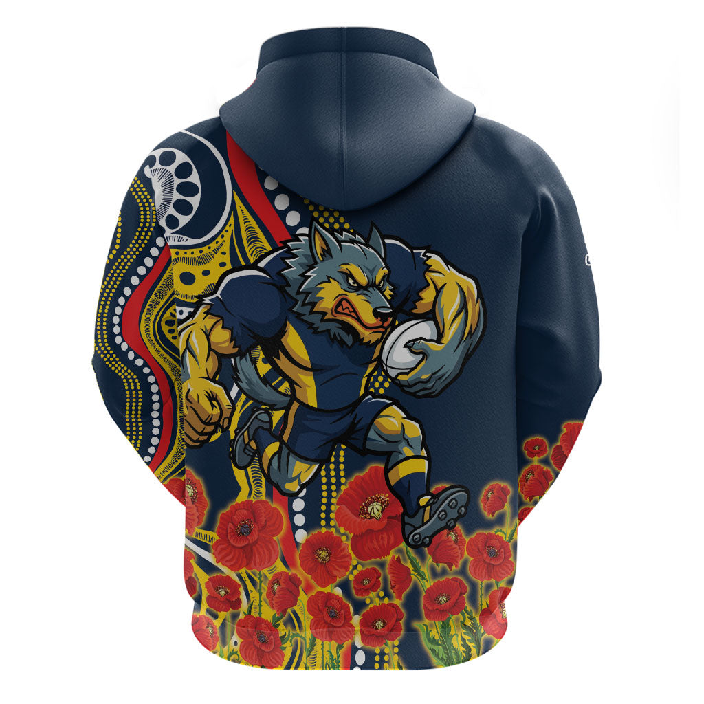 North Queensland Cowboys ANZAC Hoodie Indigenous Wave Poppy Remembrance Cowboy