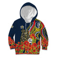 North Queensland Cowboys ANZAC Kid Hoodie Indigenous Wave Poppy Remembrance Cowboy
